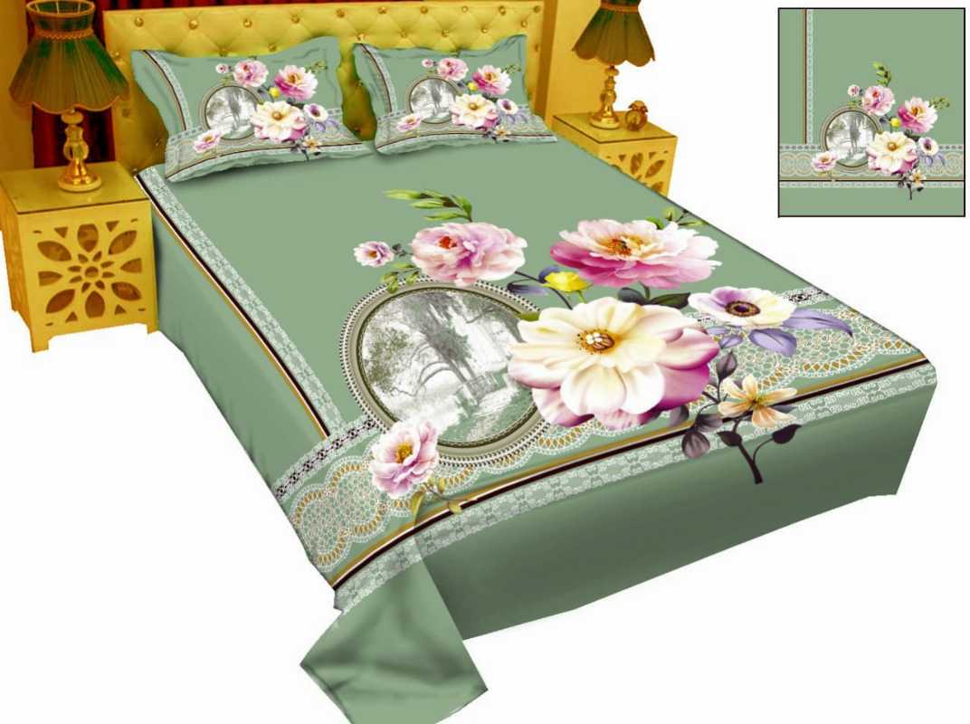 King,Size,Cotton,Bedsheet,with,Matching,Pillow,covers
